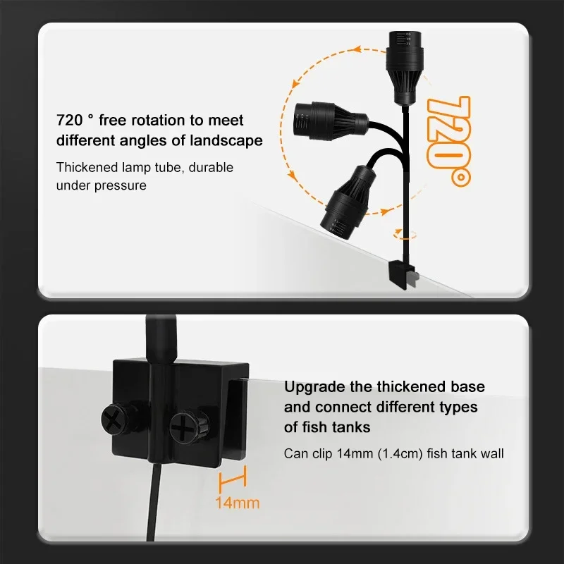Aquarium Led Light Adjustable Focus Spotlight Plants Grow Lamp For Fish Tank Turtle Reptiles Accessories 9w 12w 15w