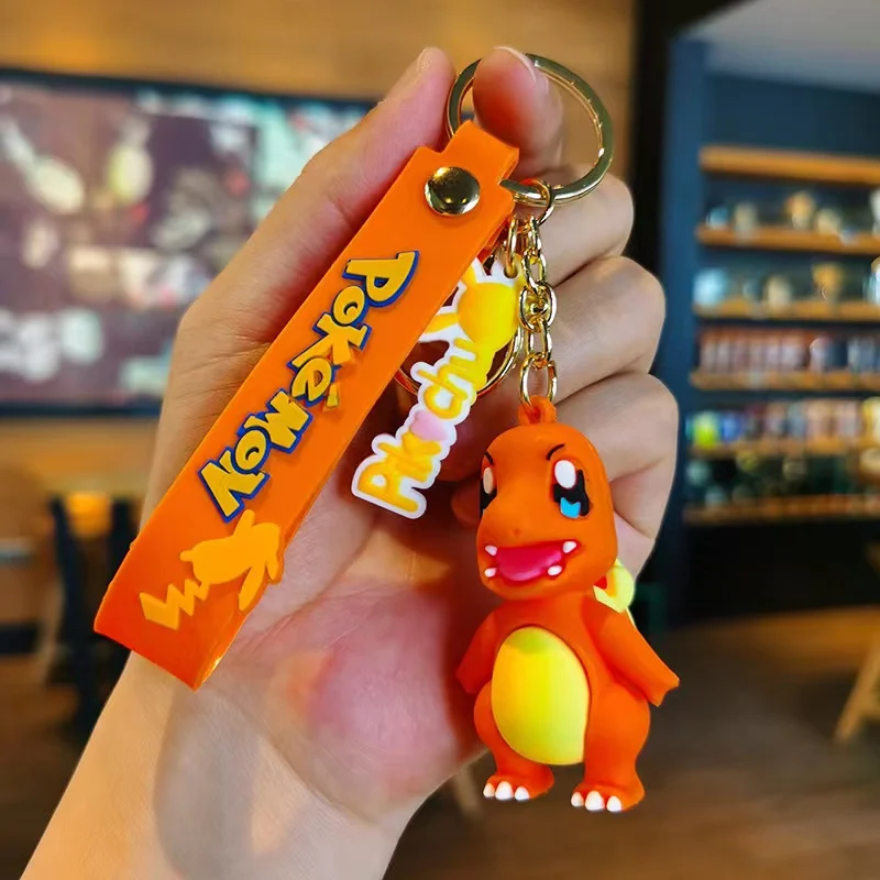 Pokemon Keychain Pikachu Anime Action Figure Toy Kawaii Cartoon Fashion Charmander Psyduck Doll Keyring Car Bag Pendant Kid Gift