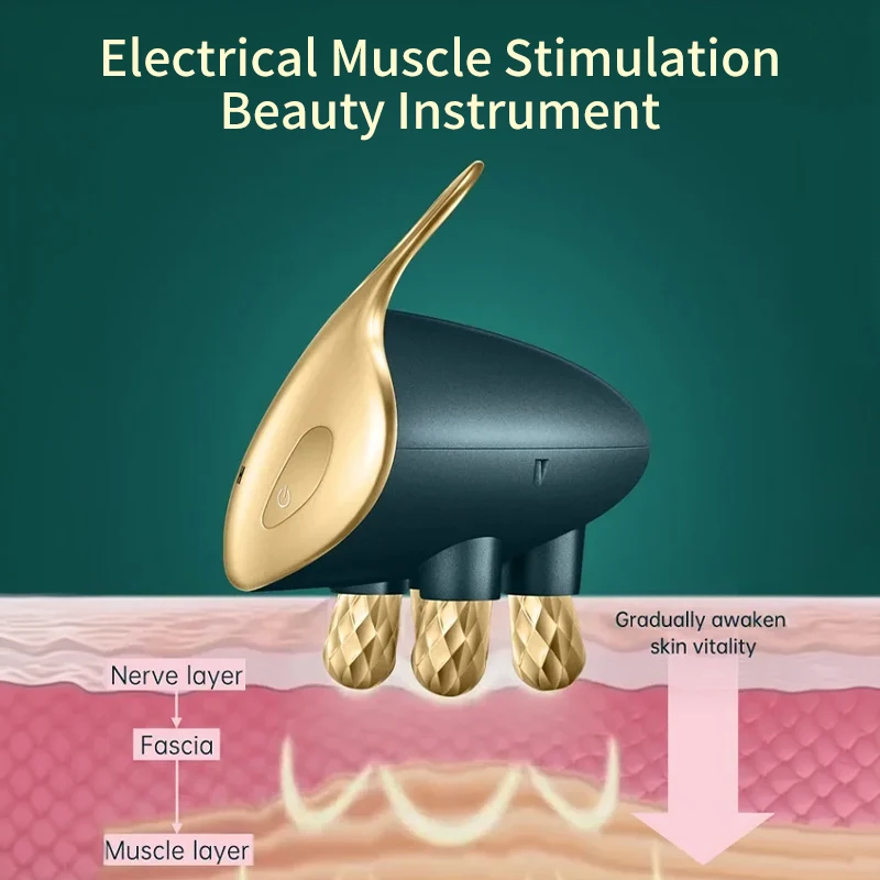 EMS 5 in 1 Facial Massager 4D Massage Head Home Use Facial Device Promote Face Cream Absorption 5 Light Color Modes Beauty Tool