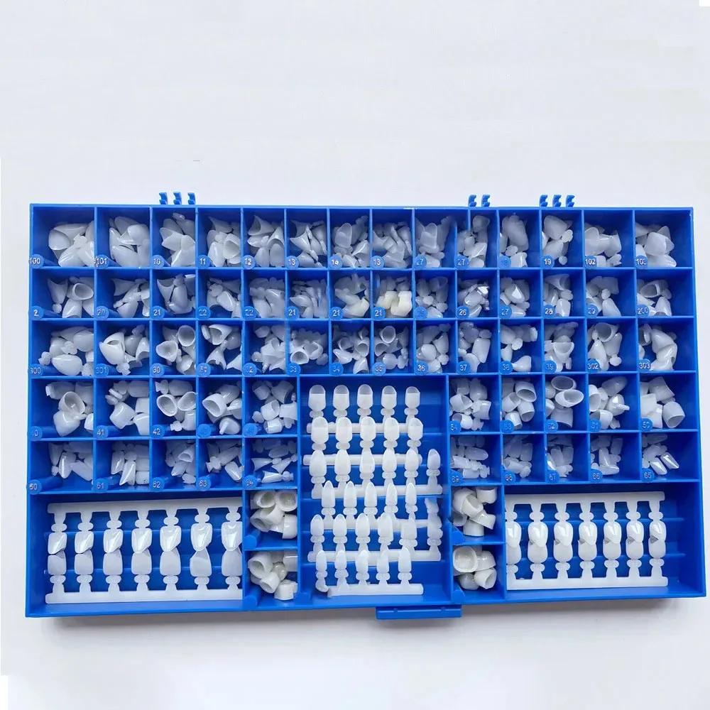 Zahnprothesen für vorübergehende Kronen, 390 Stück/Box, 66 Größen Formführungen für Vorderzähne, Prämolaren, Molaren & Spitzzähne