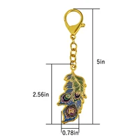Feng Shui Peacock Feather Keychain honor and Luck Amulet Key chain 2