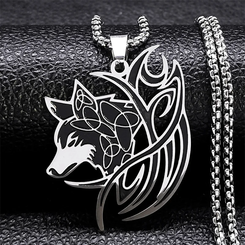 Bahamut,Collana da uomo con ciondolo a forma di croce vichinga, Fenrir Lupo Valknut Jormungandr Odino, Corvo Yggdrasill in acciaio inox, Acciaio inossidabile, Nessuna pietra preziosa