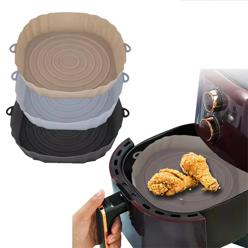 Reusable Air Fryer Silicone Pot Oven Baking Tray Airfryer Silicone Basket Pizza Fried Chicken Grill Pan Mat Kitchen Tool air fryer silicone tray
