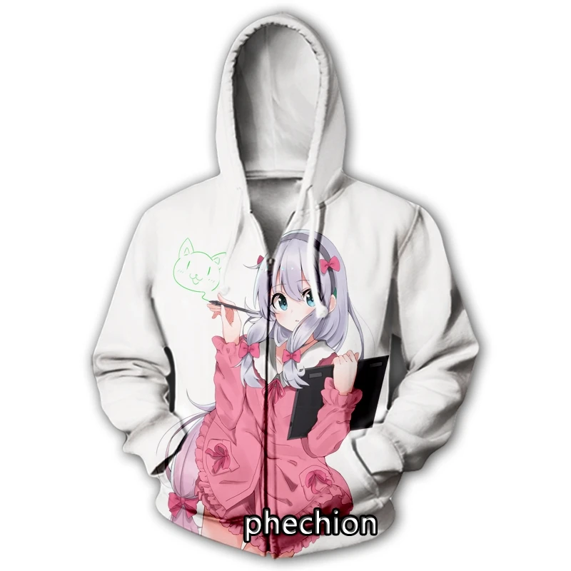 

Phechion новые мужские/женские Izumi Sagiri аниме 3D принт повседневные толстовки на молнии модное пальто хип-хоп одежда топ на молнии с капюшоном B73