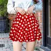 Women Spring Summer Dot Printed Skirt Soft Breathable Loose High Waist A-line Pleated Midi Dress Fashion Party Costume 1