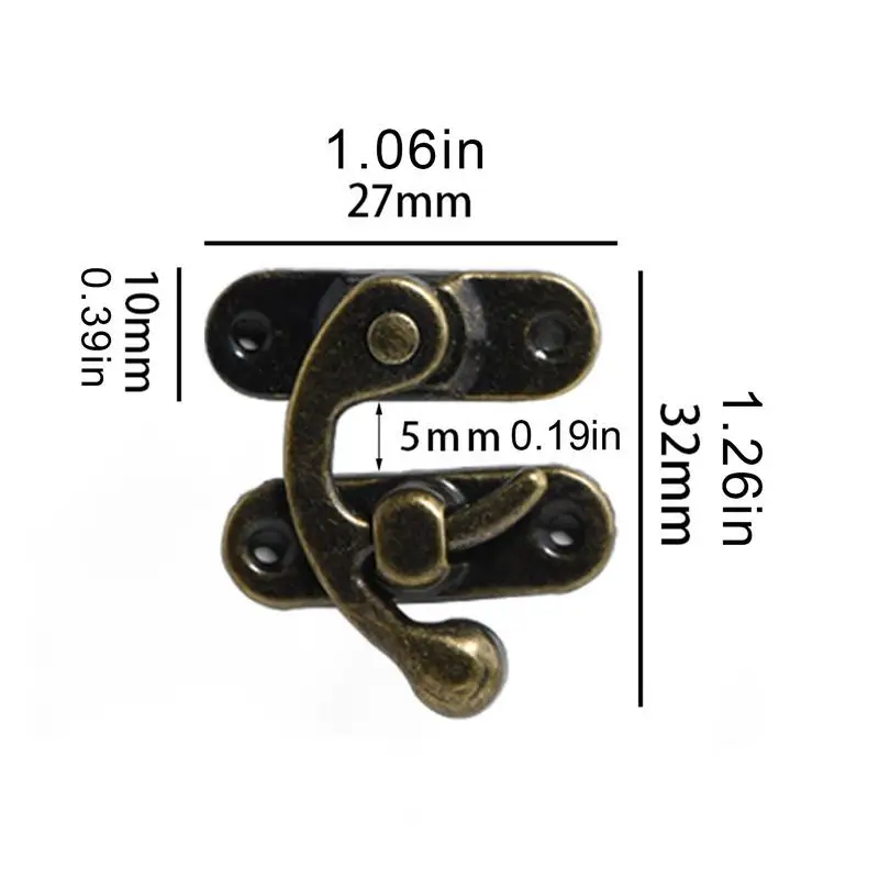 Swing Arm Clasp Latch 2pcs Retro Style Hasp Hook For Antique Box Vintage Style Left And Right Hook Latch For Jewelry Box Toolbox