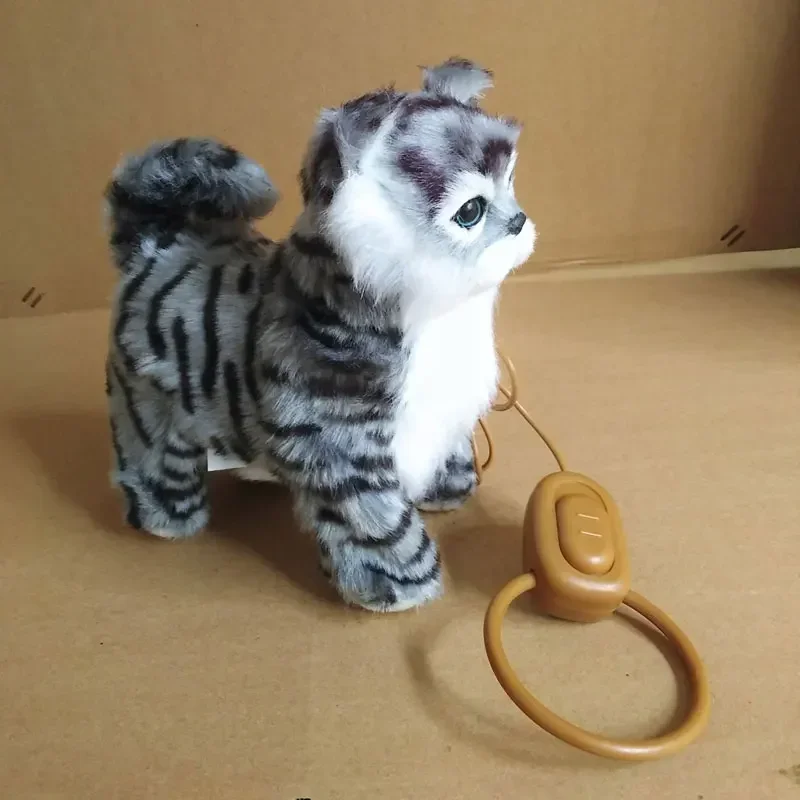 Electronic Plush Cat Toy Sing Songs Walk Robot Cat Kitten Leash