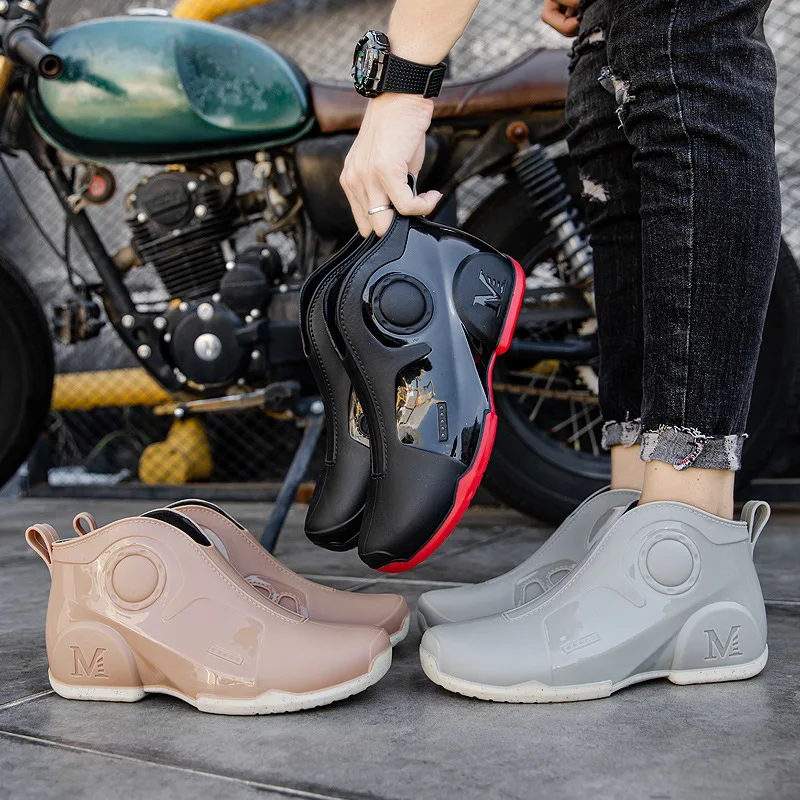 Stivali Corti Da Motociclista Impermeabili Antiscivolo Da Uomo A Tubo Corto Stivali Protettivi Scarpe Da Ciclismo Da Viaggio All'Aperto 39-44