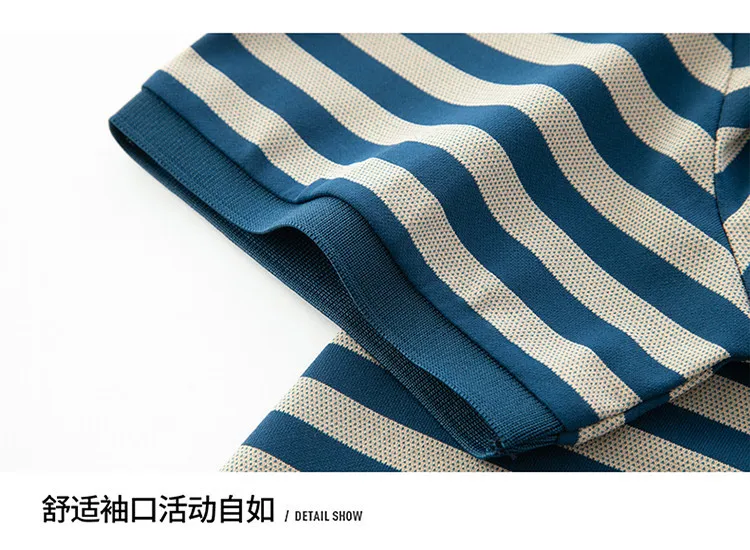 Men Striped Short Sleeve Polo Shirt Business Collar Casual Breathable Comfortable Top 15 undefined