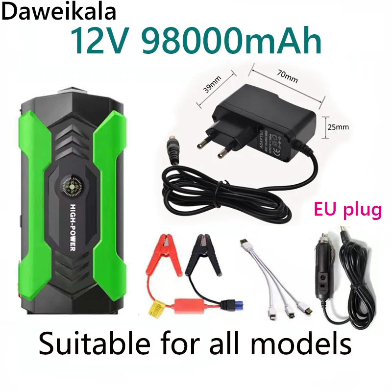 

Car Emergency Starting Power Supply Large Capacity 12v98000mah Mobile Power Bank Power on Standby Battery for Train Ignition USB