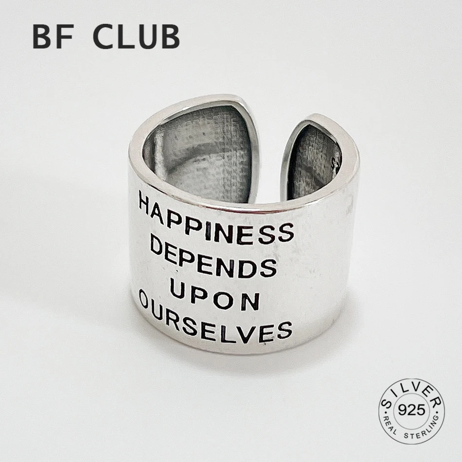 100% מוצק 925 כסף סטרלינג אותיות פתוח טבעות לנשים אופנה טרנדי רטרו Anillos המפלגה מתנות אבזרים