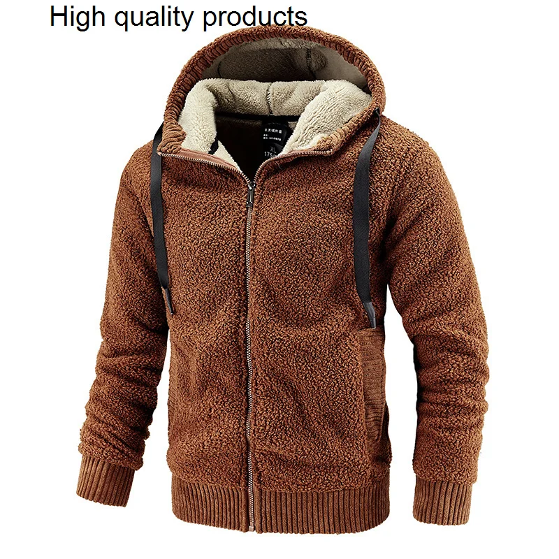 

Men's Winter Fleece Hoodies Jackets Thicken Warm Lamb Cashmere Hooded Coats Plus Size 7XL 8XL Casual Zipper Sweatshirts Jacket