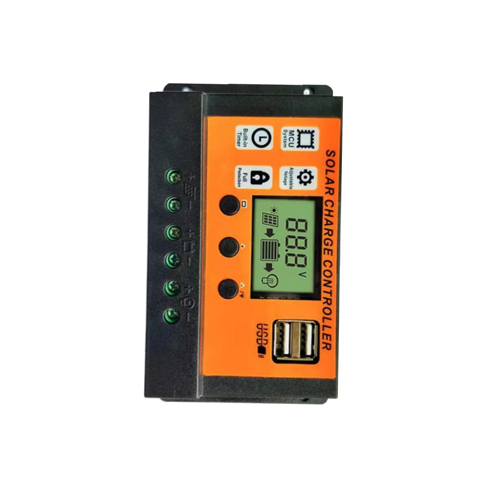 자동 태양광 충전 컨트롤러, PWM 컨트롤러, LCD 듀얼 USB, 5V 출력 태양광 패널, PV 레귤레이터, 나노 12V, 24V