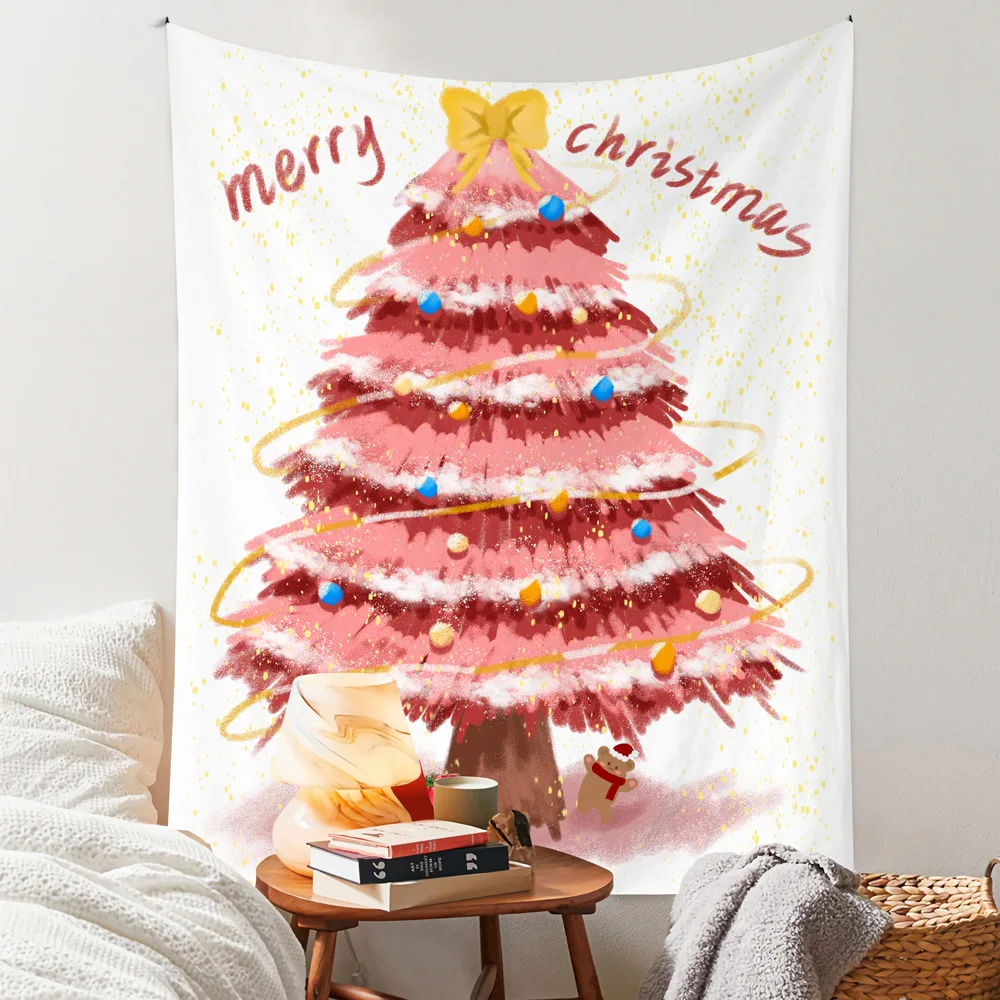 

Tapestry Christmas Background Cloth Ins Decoration Party Atmosphere Wall Hanging Cloth Bedroom Layout Christmas Tree Tapestries