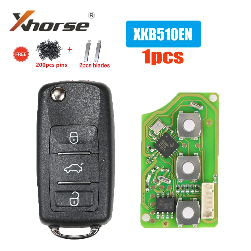 

1PCS/lot Xhorse XKB510EN Universal Remote Key B5 Type 3 Buttons Car Key for VVDI VVDI2 Key Tool(English Version) Car Remote Key