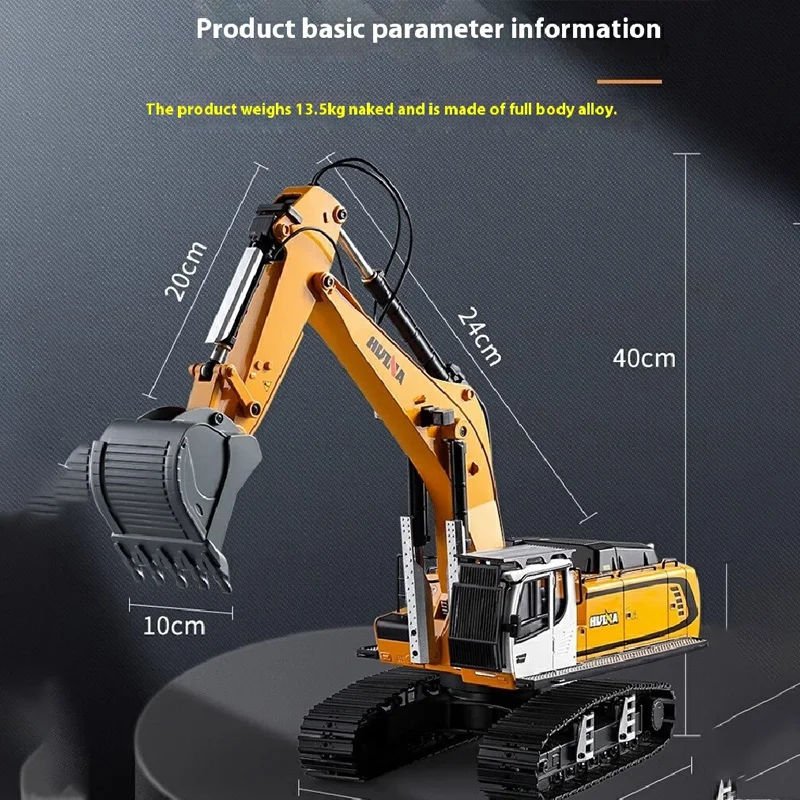 HN599 full alloy hydraulic remote control excavator toy screw simulation engineering vehicle boy toy 4