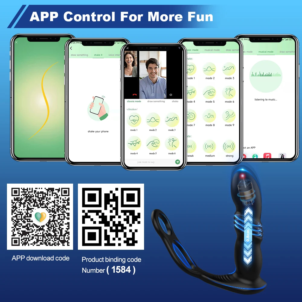 Controllo telescopico APP vibratore anale anello Bluetooth masturbatore da uomo giocattoli sessuali per uomini gay butt plug maschio_voghion.com