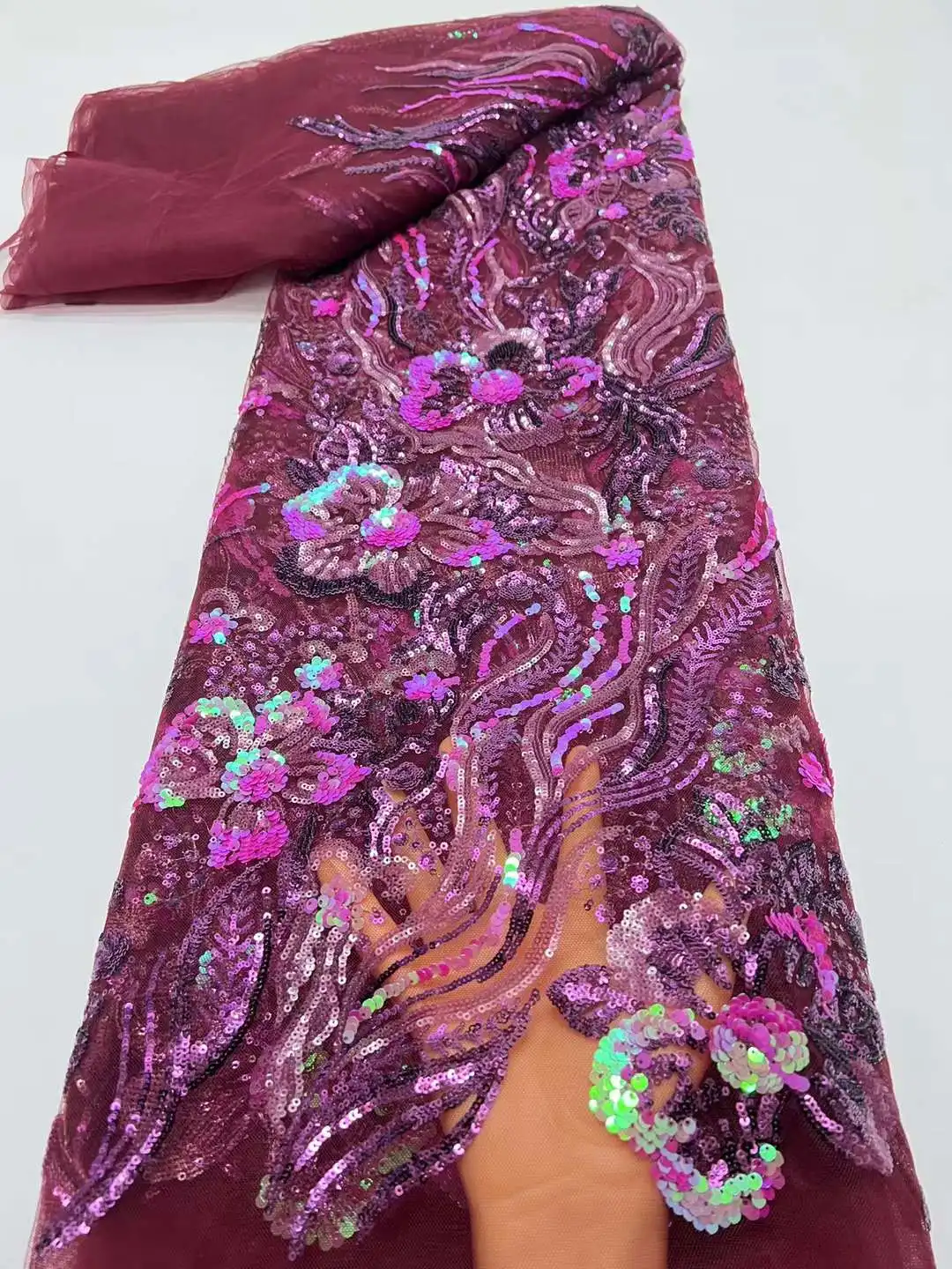 Embroidery Tulle Sequin Fabric For Wedding Party Dress