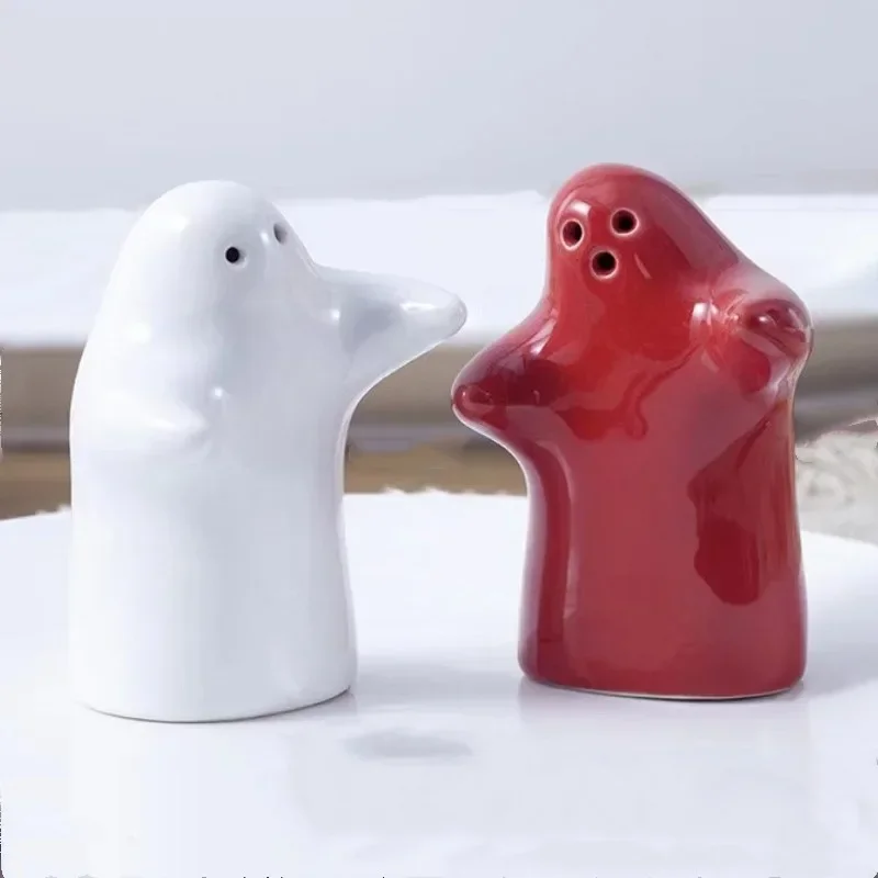 Mini Pot De Sel Et De Poivre Fantôme En Céramique, Pot D'assaisonnement Créatif, Câlin, Petit Couple, Bouteille Artisanale Pour La Maison, Ornement Cadeau De Mariage