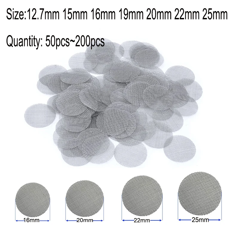 Smoking pipe filters 200/50pcs Tobacco Metal Pipe Screen Gauze Hookah Water Pipe Stainless Steel Mesh Combustion Support Net 15~25mm
