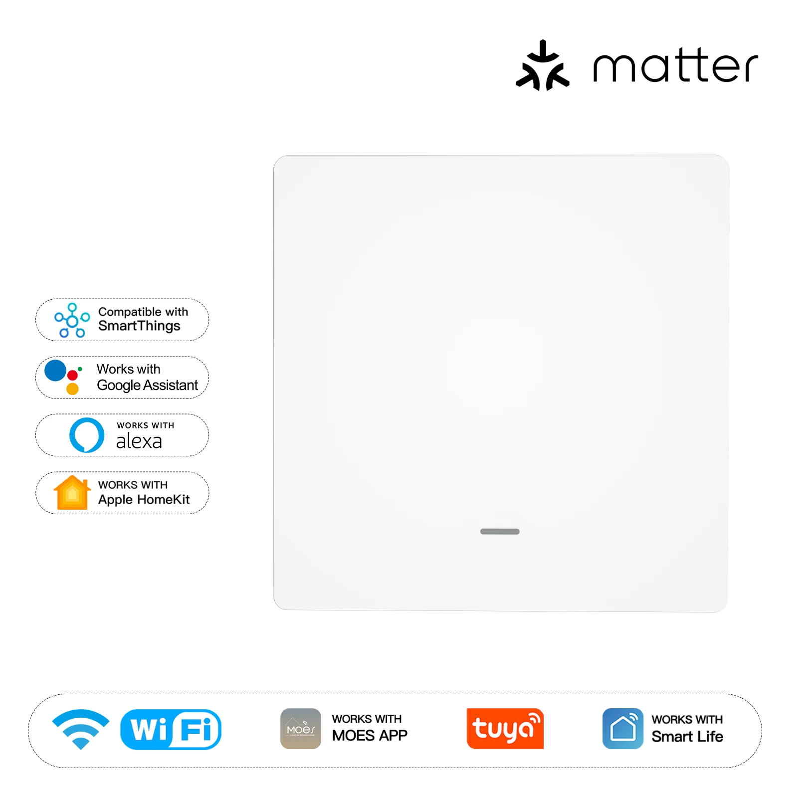 MOES Smart Light Switch EU WiFi Matter Button Remo...