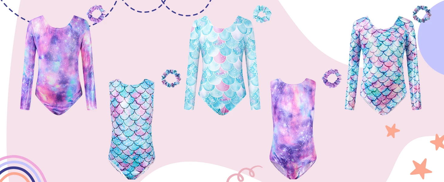 Description Picture 2 of itemDance Ballet Girls Leotard With Body Shorts Hair Band Long Sleeve Workout Outfits Bodysuit Gymnastics Clothes for Girls