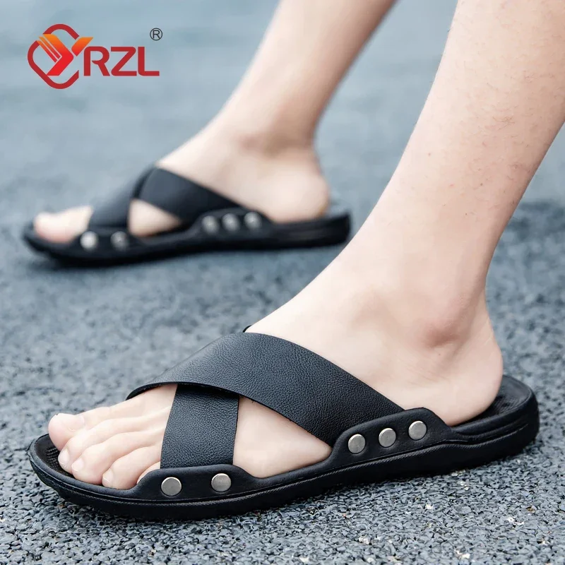 YRZL Slippers for Men Comfortable Indoor Slides Outdoor Casual Sandals Man Lightweight Breathable Beach Slippers Men