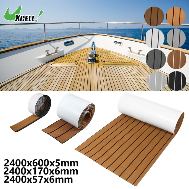 Uxcell 2400x600x5 مللي متر 2400x170x6 مللي متر 2400x57x6 مللي متر إيفا رغوة قارب الأرضيات خشب الساج رغوة التزيين للقوارب الأرضيات البحرية خشب الساج يخت