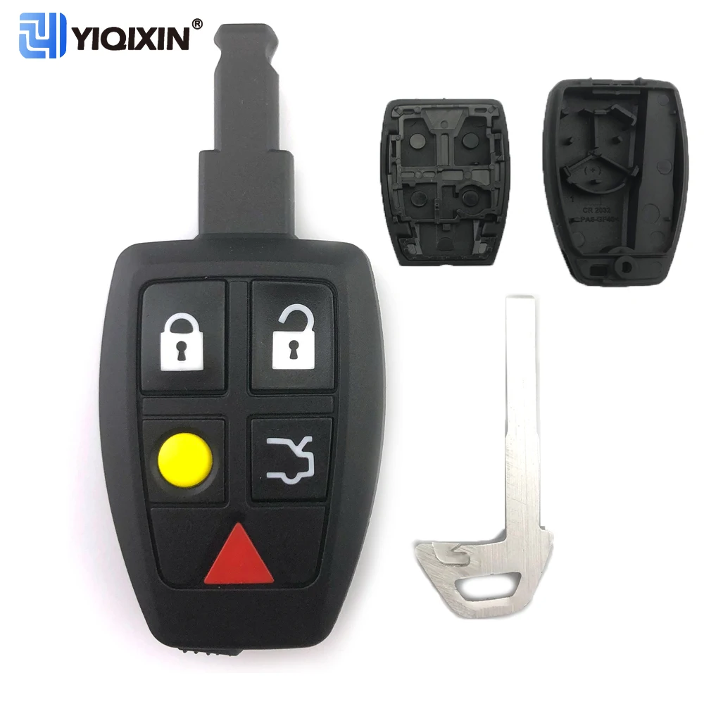 Yiqixin Smart Card Key Cover Per Volvo V70 S40 S60 V50 Sostituzione 5 Pulsanti Inserto Blade Housing Fob Per Volvo C30 C70 Xc90 Case