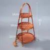 Multi-function Handwoven Fruit Basket Food Basket Decorative Standing Tray Bamboo Serving Tray Bamboo Storage Basket for Kitchen 3