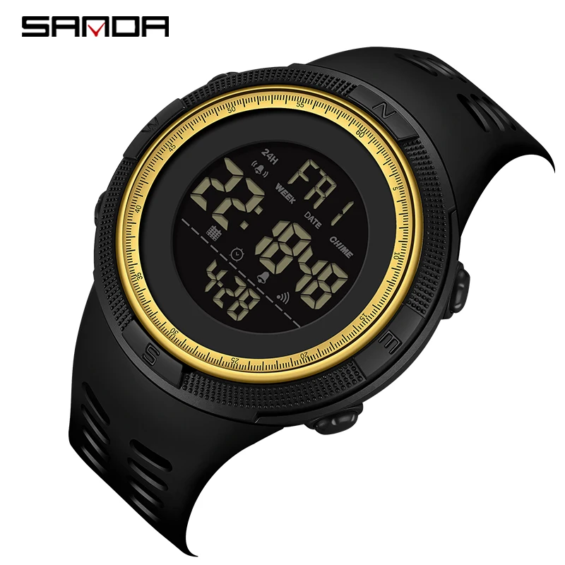 New Arrival SANDA 2003 For Fashion Men Digital Movement Alarm Mode Outdoor Sports Watertight Countdown Stop Wrist Watch 2023