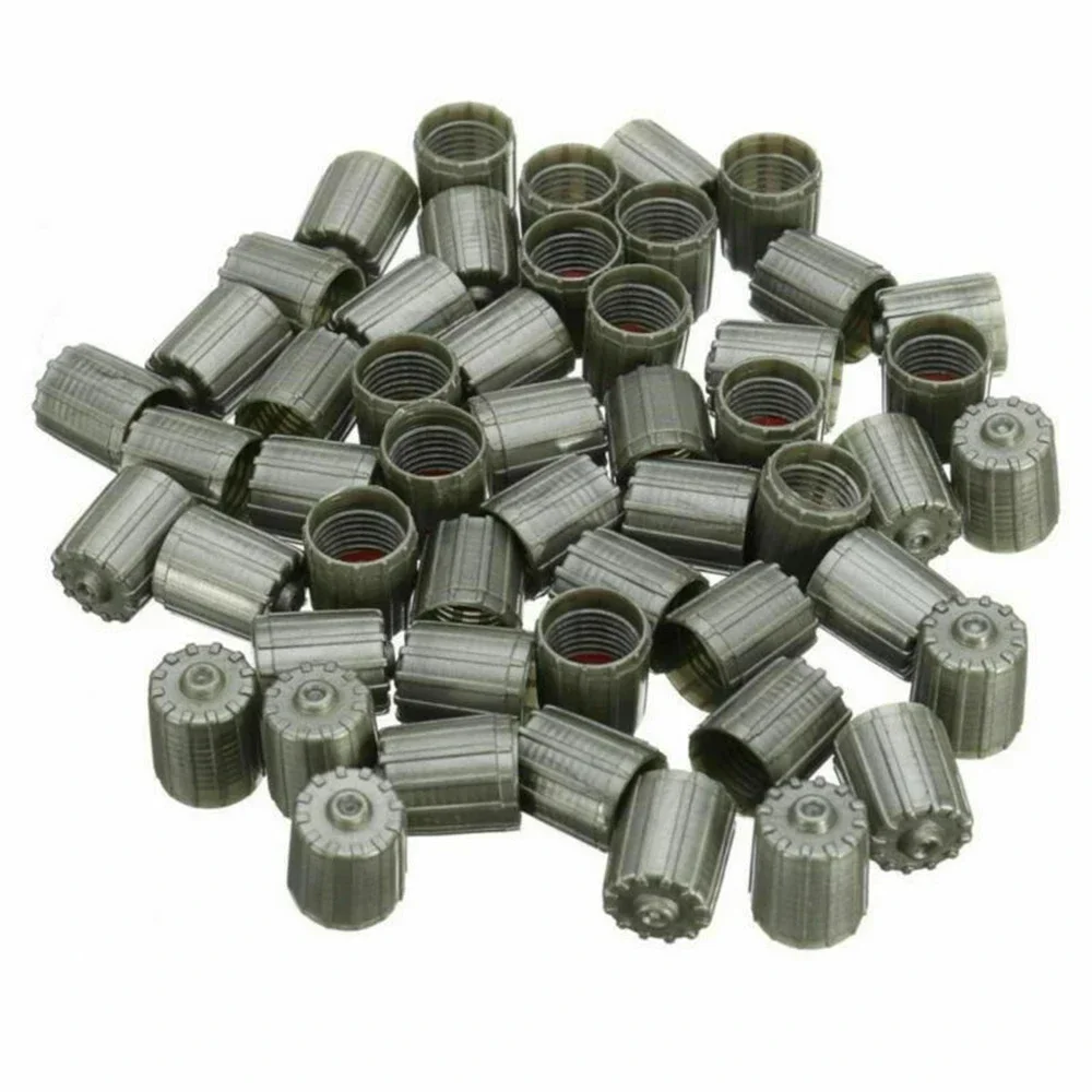100Pcs Plastic Gray Car TPMS Tire Valve Stem Cap TPMS Tire Cap Exterior Parts Car Accessories For Cars Trucks Bikes Motorcycles tire valve caps tire valve cap