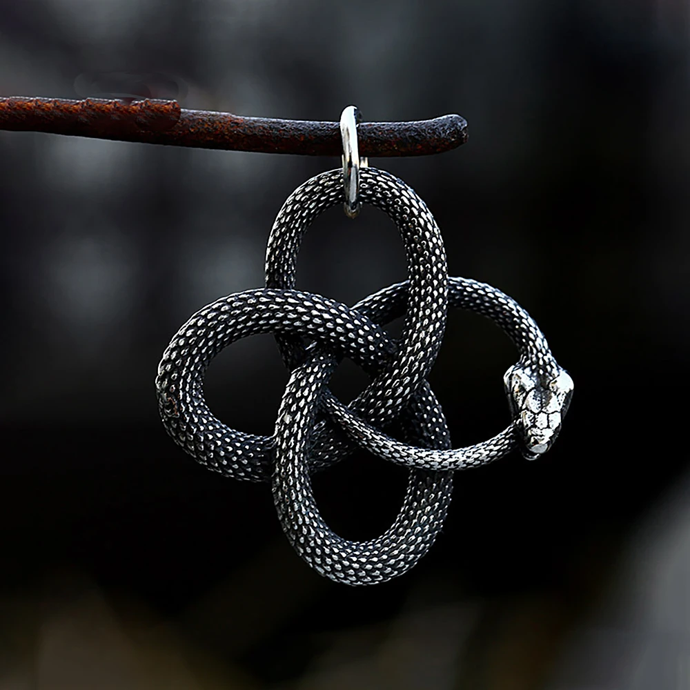 Collana con ciondolo serpente intrecciato in acciaio inossidabile hip hop da uom