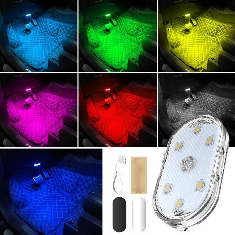 Car Mini LED Interior Mood Light USB Rechargeable Wireless