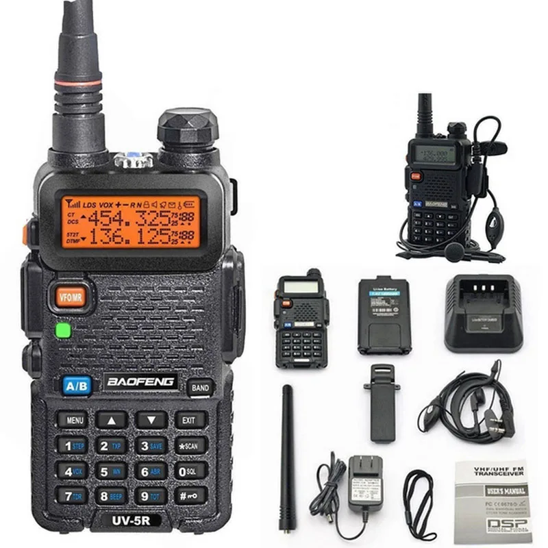 Original Baofeng UV-5R High Power 5W Powerful Walkie Talkie Long Range 10km Dual Band Two Way Radio CB Portable Hunting Radio