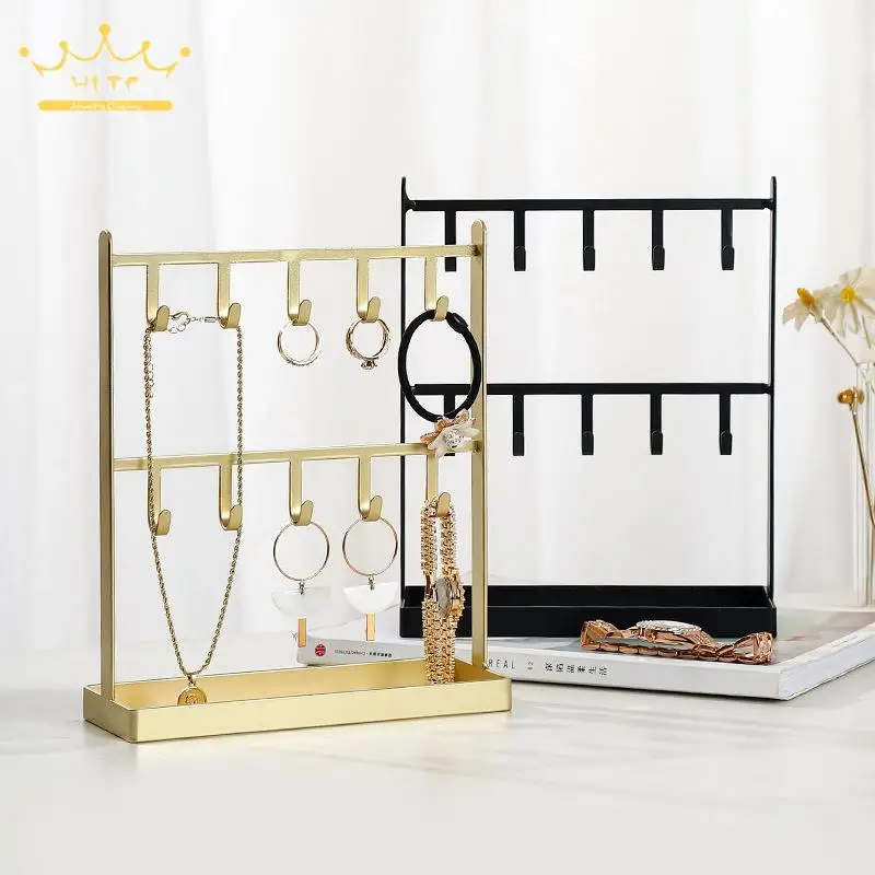 Hanger Jewelry Storage Rack Desktop Dressing Table Earrings Bracelet Organizer Double Layer Necklace Jewelry Arrangement Shelf