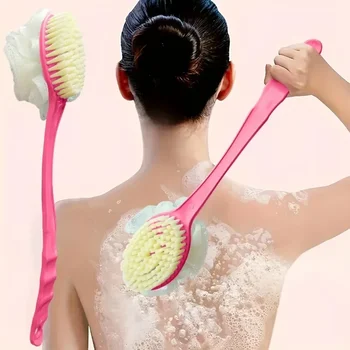 Spazzola per la schiena morbida da bagno 2 in 1, spazzola esfoliante delicata per il corpo, spugna per doccia, spazzola per la pulizia della doccia del bagno