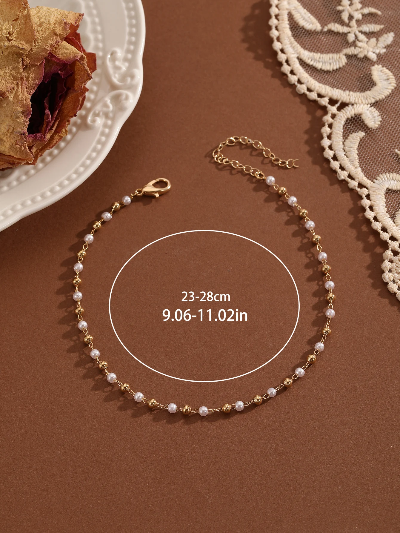 Ankle Chains Bead Bracelet Beads Anklet Imitation Pearl Beads Chain Anklet for Women Girls Fashion Accessories