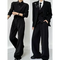 Spring Autumn 2025 Men's Wide Leg Straight Casual Pants Drapey Versatile Korean Style Comfortable Fit Long Jeans