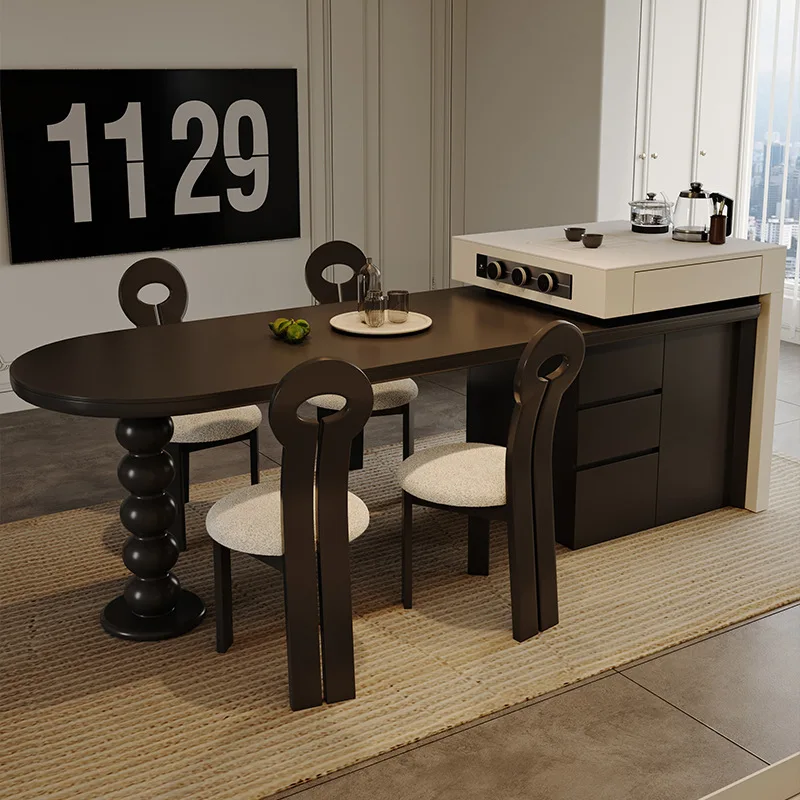 Island table integrated household combination Italian light luxury high-end kitchen restaurant rock slab multi-functional Nakaji