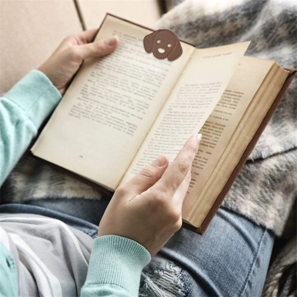 Cartoon Dog Bookmark Portable Leather Books Marker For Christmas Birthday Halloween