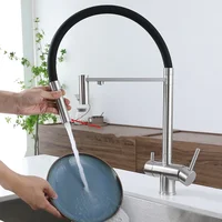 Gray Purified Kitchen Faucet Hot Cold Mixer Pull Out Rotation Crane Tap Spray Stream Mode Filter Water Deck Mount 2