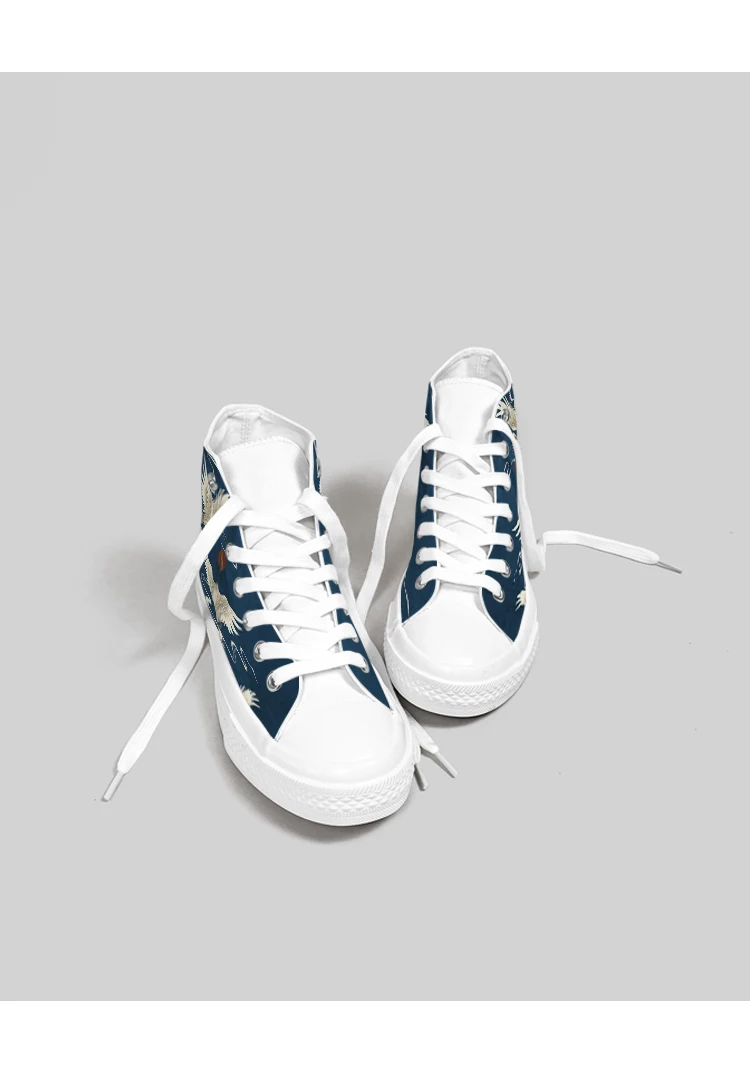 Amy und Michael Original Design handbemalte rote gekrönte Kranich Damen Sneakers Mode Tennis weibliche High Top flache Canvas Schuhe – Detail 9