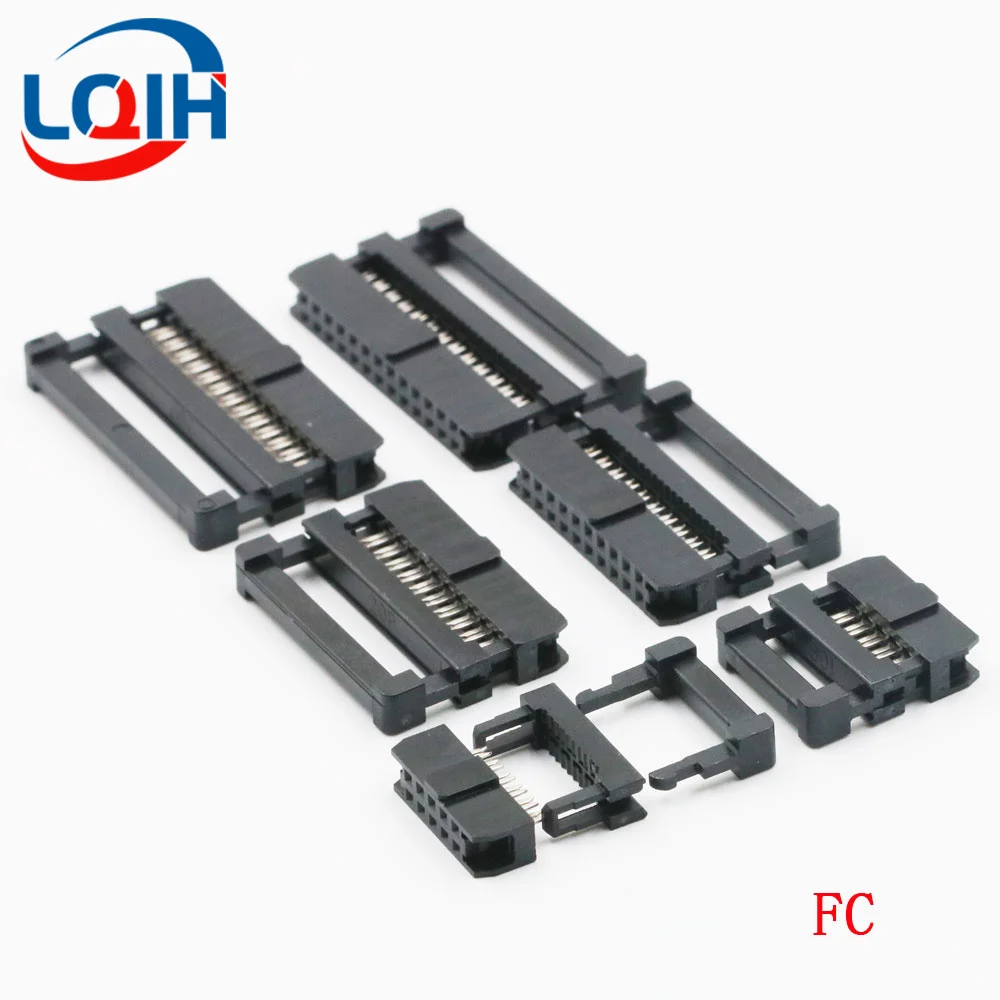 2.0mm Pitch FC 6/8/10/12/14/16/18/20/24/26/30/34/40/50Pin Female IDC Socket Connector Ribbon Cable DC3 Header Male Socket 10PCS
