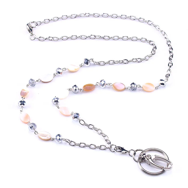 Women's Fashion Beaded Lanyard - Stainless Steel ID Badge Holder For Work & Style
