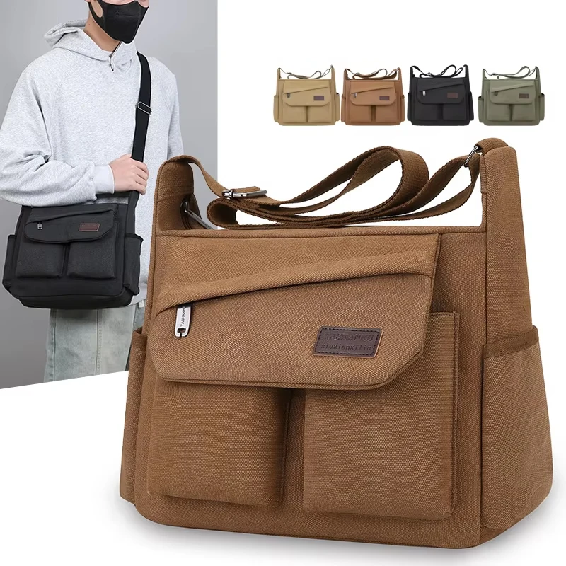Men's crossbody bag, multi pocket design - large capacity shoulder bag - outdoor essentials, functional storage, city commuters