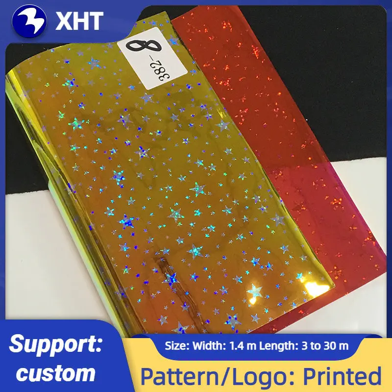 

Vinyl Fabric Shiny Rainbows Stars PVC Fabric Leather DIY Earrings Schoolbag Wallpaper Film 30x120cm