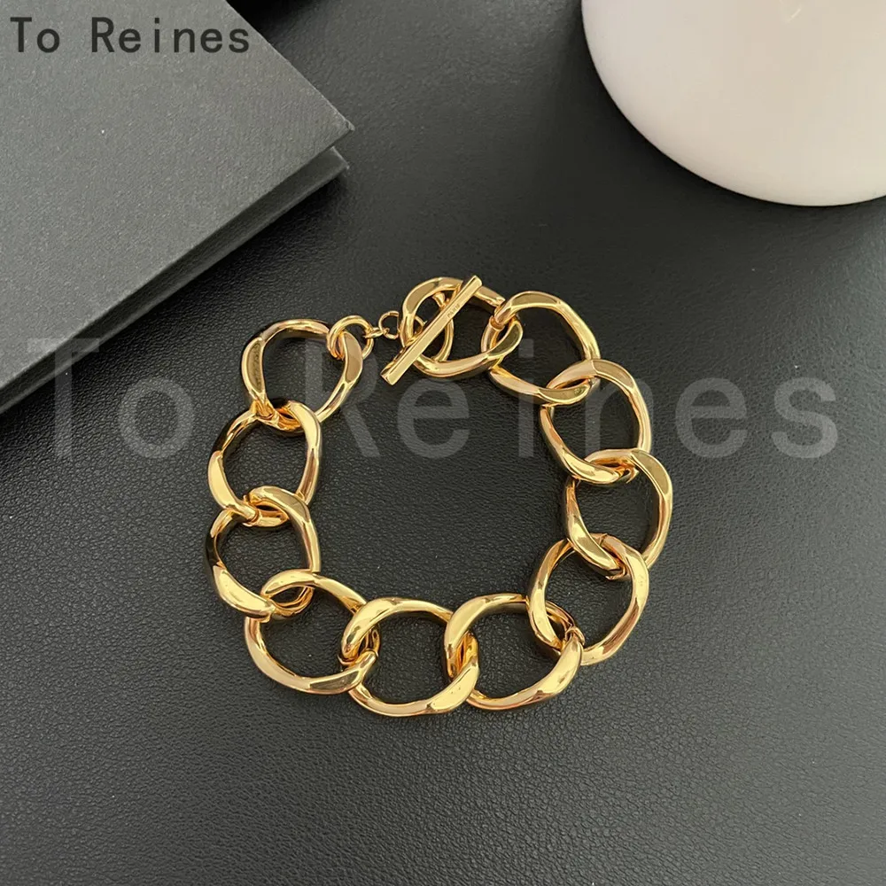 

To Reines 2024 Fashion Designer Brand Gold Chain Hollowed Out Bracelet Women Luxury High Quality Pulseras Jewelry Party Gift