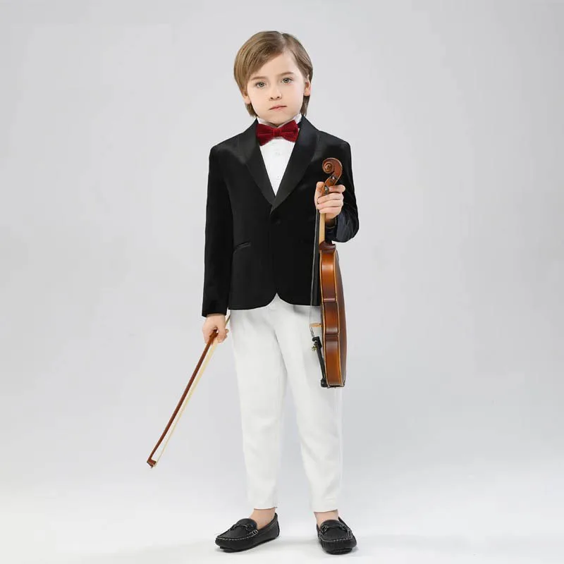 

Flower Boys Elegant Violin Photography Suit Children Wedding Piano Performance Dress Kids Jacket Pants 2PCS Ceremony Costume