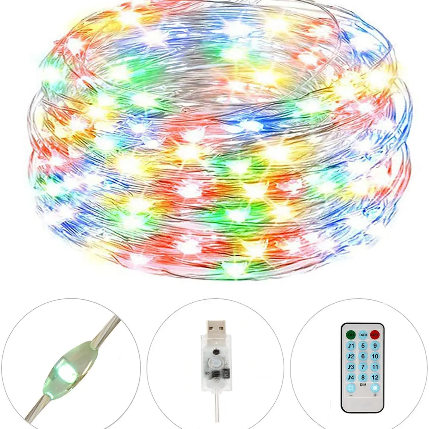 LED lights remote control home party lights USB plug birthday Christmas tree decorative music fun KTV Christmas decorative gifts star fairy lights String Lights